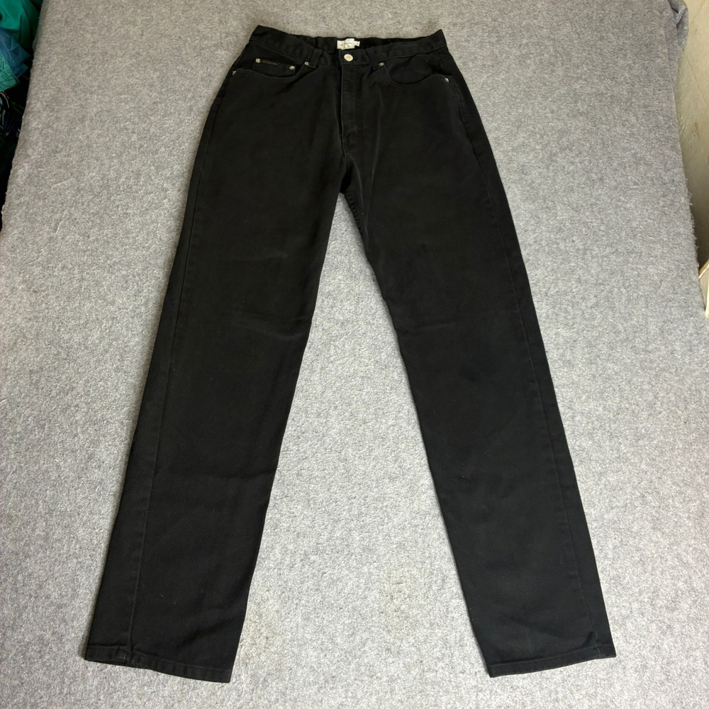 Calvin Klein Jeans Mens 30x33 Black Straight Leg Denim Pants Button Fly Vintage